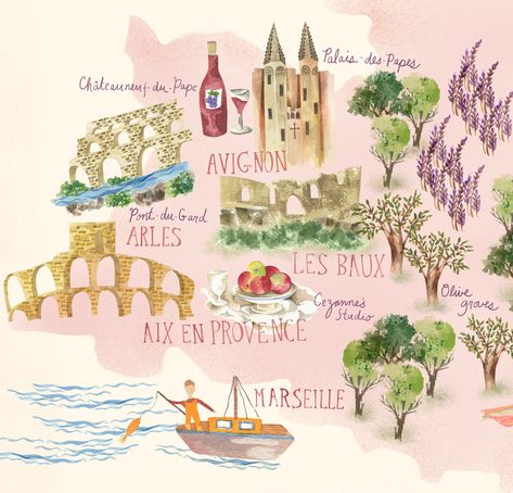 France Graphic Design, Rm Painting, Map Of France Aesthetic, France Travel Journal, Travelling Essentials, France Map Illustration, France Tourism, Aix En Provence France Aesthetic, France Travel Poster