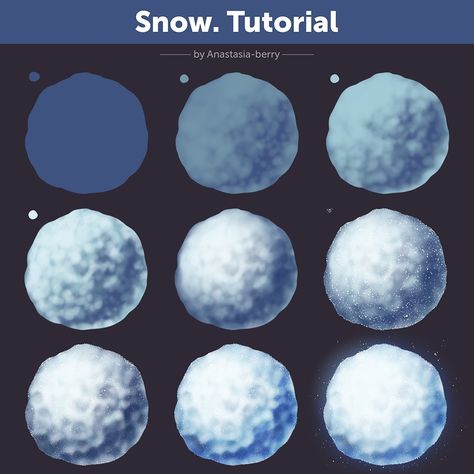 Snow. Tutorial | Patreon Snow Tutorial, Anime Snow, Snow Outside, Snow Texture, Snowflakes Drawing, Frozen Fan Art, Concept Art Tutorial, Procreate Ipad Art, Texture Drawing