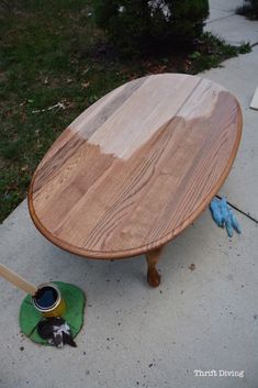 Wood Coffee Table Makeover, Refurbished Coffee Tables, Coffee Table Upcycle, Coffee Table Refinish, Coffee Table Redo, Country Coffee Table, Oval Wood Coffee Table, End Table Makeover, Oak End Tables