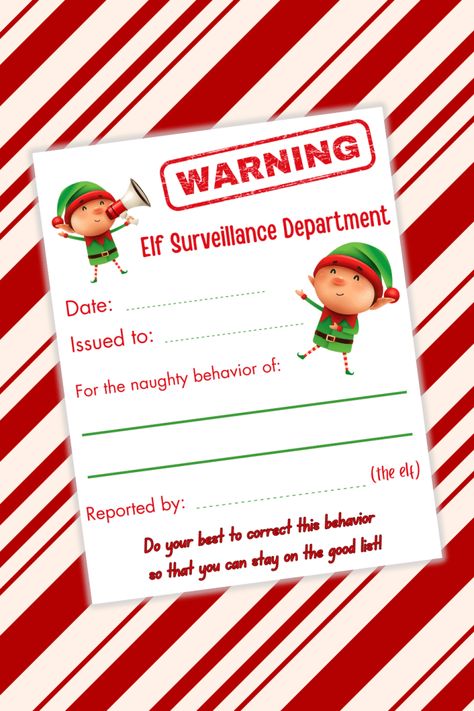 Elf Warning Letter Free Printable - The Frugal Free Gal Elf Warning Letter, Elf On The Shelf Hallway Ideas, Elf On The Shelf Warning Letter, Elf Warning Letter Free Printable, Elf On The Shelf Signs, Elf On The Shelf Warning, Elf Warning, Letter Free Printable, Elf Report Card