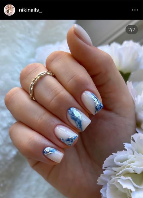 Square Nails Marble, Marble Nails Short, Short Marble Nails, Blue Marble Nails, Ig Nails, Fly Girls, Short Square Nails, Marble Nails, Fly Girl