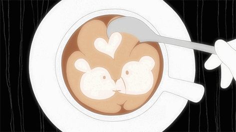 Highschool Sweethearts, Tatami Galaxy, Scenery Aesthetic, Anime Coffee, Anime Foods, Coffee Gif, Bear Love, Cute Food Drawings, Anime Gifs