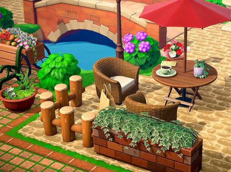 Animal Crossing Bistro Table, Acnh Outdoor Seating Area, Animal Crossing Fun Fair, Acnh Snack Area, Animal Crossing Sitting Area, Animal Crossing Bistro, Animal Crossing Bistro Ideas, Acnh Bistro Table, Small Areas Animal Crossing