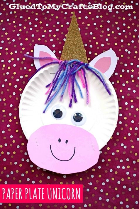 Paper Plate Unicorn, Teacher Crafts, Unicorn Craft, Paper Plate Crafts For Kids, Christmas Crafts For Toddlers, Unicorn Crafts, Spring Crafts For Kids, Unicorn Kids, Kid Craft