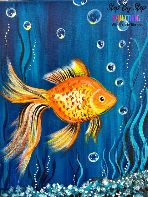 Painting Fish Acrylic, Fish Painting Easy, How To Dry Brush, Paint Board, Animal Paintings Acrylic, Painting 101, Northern Lights Painting, April Art, Underwater Fish