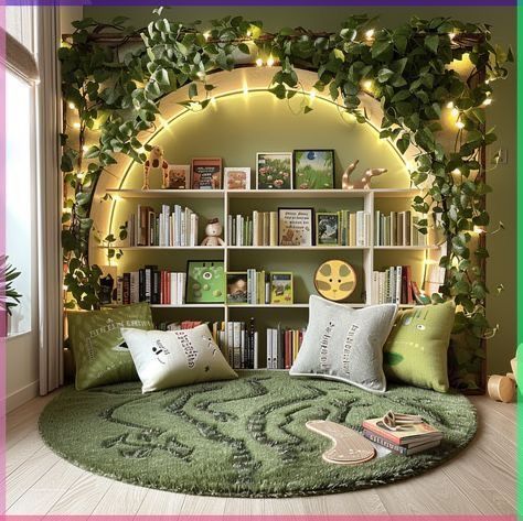 Nature Reading Corner, Closet Reading Nook Kids, Cosy Classroom, Book Corner Ideas Bedroom Cozy Nook Reading Areas, Book Corner Ideas, Basement Airbnb, Reading Corner Bedroom, Fantasy Bar, Childrens Reading Nook