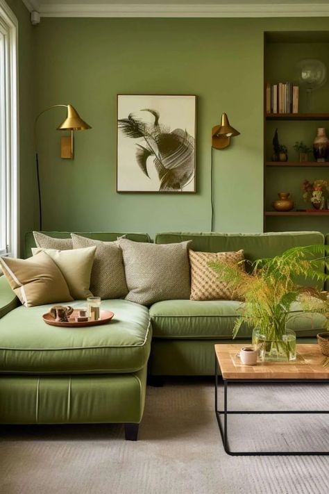 How to Style Cushions on Sofas: 5 Ways to Help Enhance The Look of Your Living Room - Melanie Jade Design Green Corner Sofas, Green Sofa Living, Sage Green Living Room, Small Corner Sofa, Small Sectional Sofa, Jade Design, Green Couch, Sage Green Walls, Green Sofa