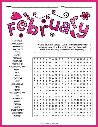 Free Printable February Word Search Free Valentine Word Search, February Crossword Puzzles, Valentine Word Search Free Printable, Free Word Search Puzzles Printables, Wordsearches For Kids Free Printable, Kids Word Search Free Printable, February Word Search, February Activities For Seniors, February Word