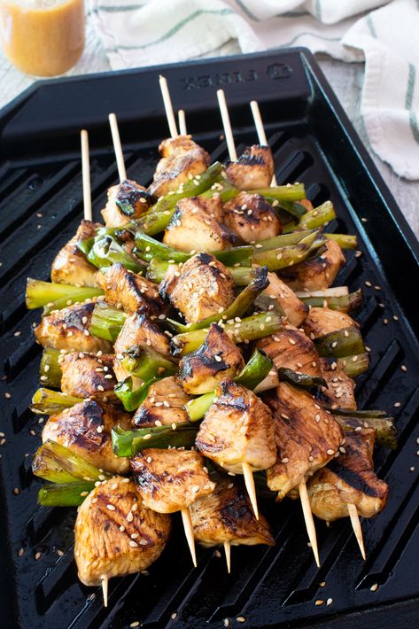 Asian Chicken and Scallion Skewers Cucumber Ranch Dressing, Cucumber Ranch, Leftover Noodles, Roasted Baby Potatoes, Shish Kabobs, Garlic Rice, Sesame Ginger, Skewers Grill, Potato Bites