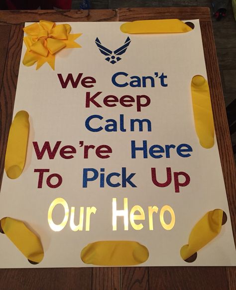 Our hero - welcome home sign Welcome Home Solider Ideas, Honor Flight Welcome Home Signs, Welcome Home Poster Ideas Airport, Soldier Welcome Home Signs, Honor Flight Signs, Deployment Welcome Home Signs, Welcome Home Marine Signs, Airport Welcome Signs, Welcome Home Signs For Military