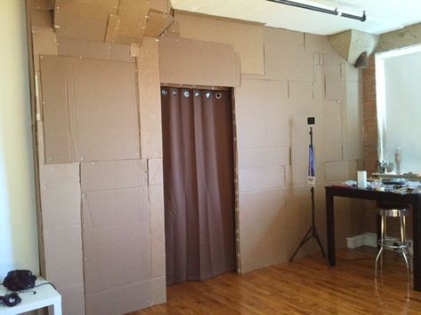 Cardboard Room Divider, A Loft Apartment, Cardboard Forts, Cardboard Wall, Loft Style Apartment, Style Apartment, Wall Paneling Diy, Diy Room Divider, Build A Wall