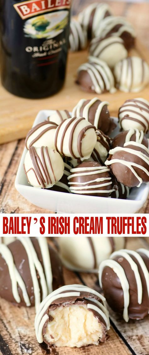 Bailey’s Irish Cream Truffles are a decadent dessert treat perfect for serving at dinner parties and on St. Patrick's Day! Irish Cream Truffles, Desserts Nutella, Smores Dessert, Baileys Recipes, Dessert Truffles, Candy Truffles, Dessert Aux Fruits, Truffle Recipe, Baileys Irish Cream