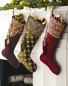 beautiful christmas stockings Cute Christmas Stockings, Jay Strongwater, Christmas Stockings Diy, Velvet Christmas, Navidad Diy, Stocking Tree, Xmas Stockings, Holiday Stockings, Victorian Christmas