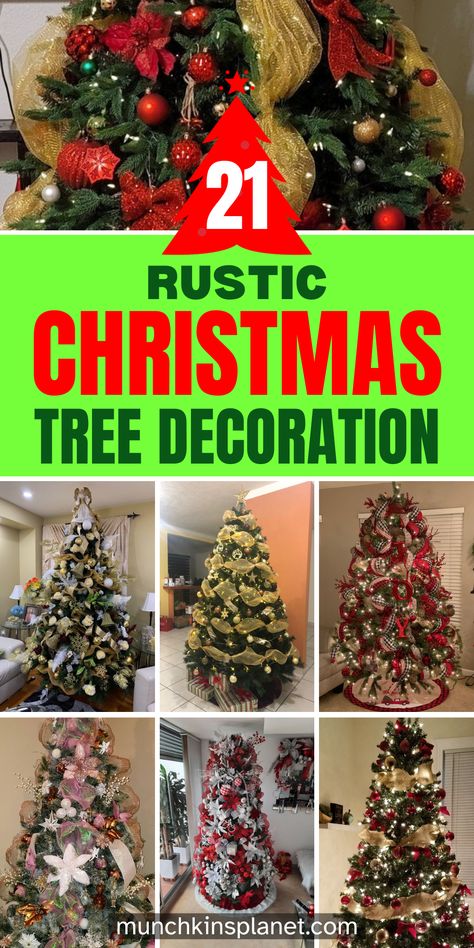 Rustic Christmas Tree Decorations Elegant Small Christmas Trees, Rustic Christmas Tree Decorations Ideas, How To Decorate A Rustic Christmas Tree, Christmas Tree Rustic Theme, Decorating Xmas Trees Ideas, Themed Christmas Tree Ideas Rustic, Decorated Trees Christmas, Rustic Christmas Trees Ideas, Rustic Christmas Tree Ideas 2023 Trends