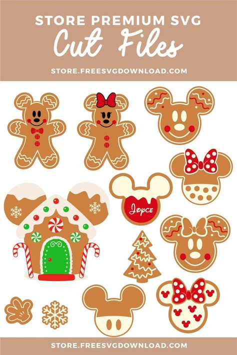 Minnie Gingerbread, Disney Christmas Diy, Disney Christmas Crafts, Gingerbread Svg, Disney Christmas Decorations, Disney Christmas Shirts, Disney Ornaments, Mickey Christmas, Mickey Mouse Christmas