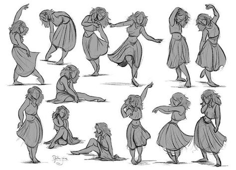 Character pose sketches for fun. I drew along a figure drawing video from @drawthiscom and then took the poses and developed them into a… People Character, Dancing Poses, Swing Dancing, Drawing Faces, Model Sheet, Foto Tips, Poses References, Digital Painting Tutorials, Arte Inspo