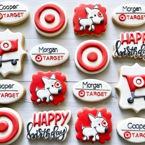 Target Cookies Decorated, Dog Themed Birthday Party Cookies, Puppy Theme Cookies, Firehouse Cookies Decorated, Target Cookies, Dog Mom Cookies Decorated, Custom Birthday Cookies, Target Birthday, Target Party