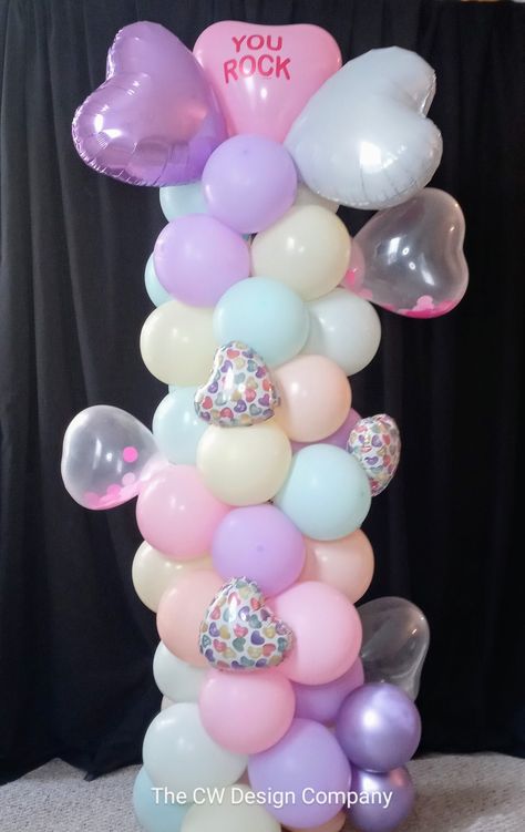 Candy Heart Balloons, Gender Reveal Ideas For February, Valentine’s Gender Reveal, Conversation Heart First Birthday, Candy Heart Birthday Party, Candy Hearts Party, Candy Heart Birthday, Sweetheart Candy Decorations, Conversation Heart Gender Reveal