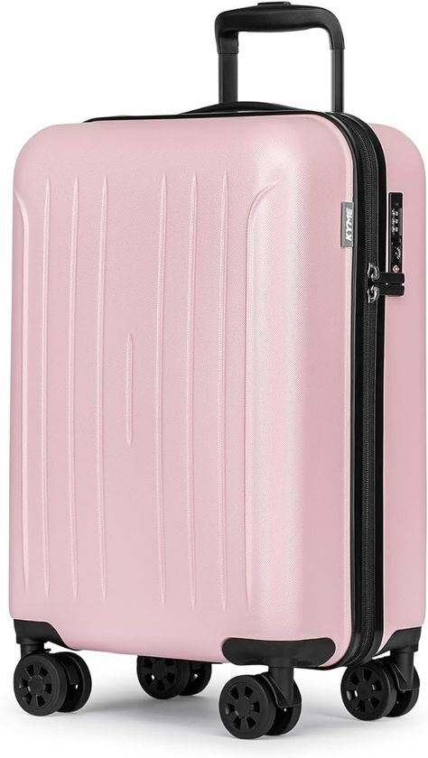 KYME Pink Carry On Luggage 22x14x9 Airline Approved, 20 Inch Suitcases With Wheels, Rolling hard case With TSA Lock, Double Spinner Wheels Carry-on (Pink, 20inch Carry-on) Cute Suitcases, 2025 Vision, Carry On Luggage, Suitcases, Hard Case, Carry On, Vision Board, Wheel, Pink