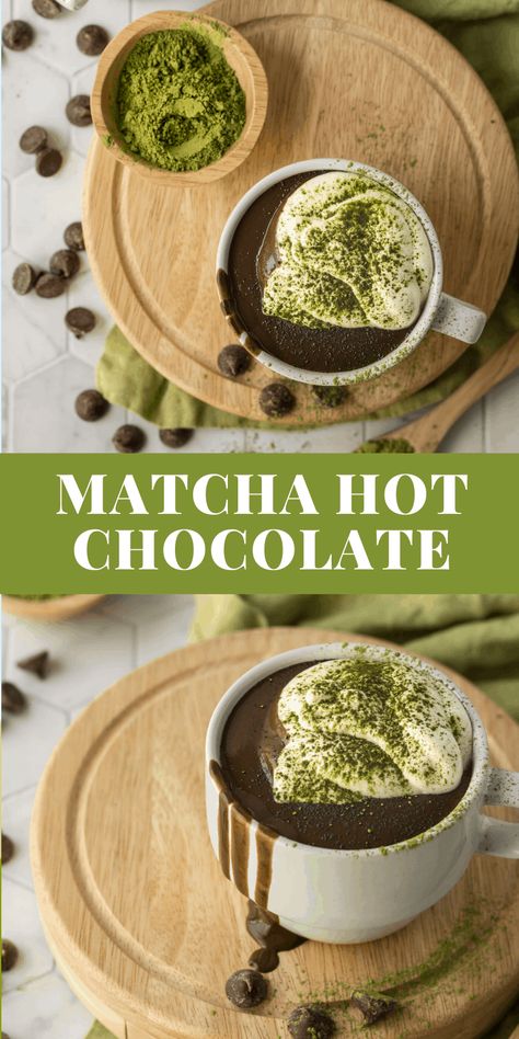 If you love matcha, then you'll love this easy matcha hot chocolate recipe! Matcha and chocolate pair so well together. via @bessiebakes Hot Matcha Latte, Hot Matcha, Matcha Roll Cake, Holiday Deserts, Coconut Matcha, Matcha Hot Chocolate, Mixology Recipes, Superfood Drinks, Healthy Hot Chocolate