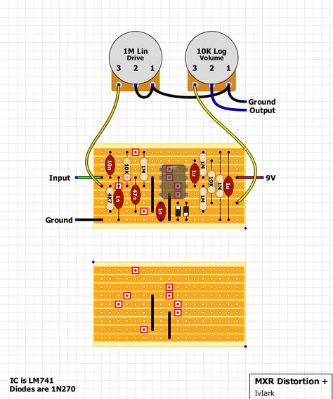 Here's a collection of vero (stripboard) and tagboard guitar and bass effect layouts that we have put together covering many classic and popular effects in growing numbers. Description from tagboardeffects.blogspot.com. I searched for this on bing.com/images Diy Guitar Amp, Diy Guitar Pedal, Voltage Divider, Diy Guitar, Integrated Circuit, Distortion Pedal, For Educational Purposes Only, Guitar Pedal, Electrical Work