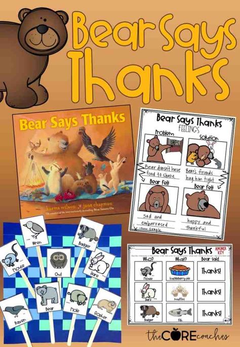 Bear Says Thanks, November Lesson Plans, Thanksgiving Read Aloud, Interactive Read Aloud Lessons, Fall Lesson Plans, Thanksgiving Kindergarten, Read Aloud Activities, Reading Lesson Plans, Interactive Read Aloud