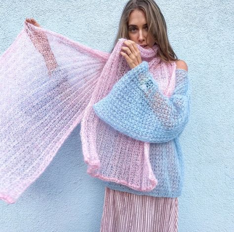 Pink Mohair Scarf Crochet Handknit Stole Light Mesh Wrap - Etsy Mohair Crochet Sweater, Yarn Projects Crochet, Pull Mohair, Mohair Scarf, Crochet Clothing And Accessories, Mohair Yarn, Scarf Crochet, Mohair Cardigan, Up Wedding