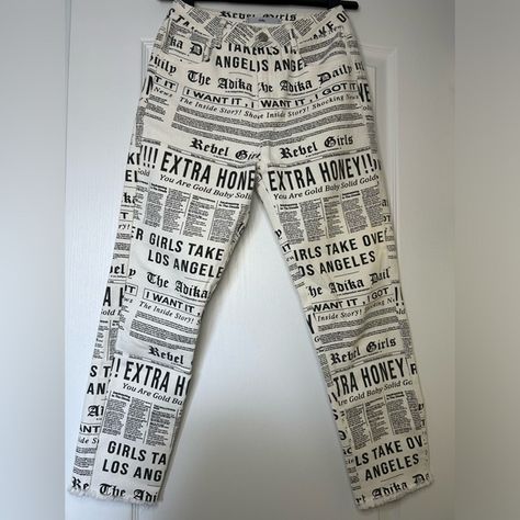 Adika Newspaper Print Jeans | Size: Small Newspaper Print, Solids For Baby, Print Jeans, Newspaper Printing, Print Pants, Printed Jeans, Gold Baby, Pants Jeans, Printed Pants