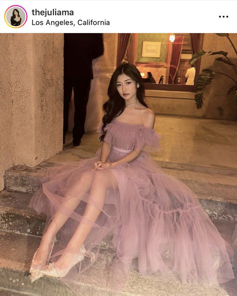 Korean Prom Dresses, Korean Dress Elegant, Aesthetic Prom Dress, Prom Dresses Aesthetic, Pond Aesthetic, Asian Prom Dress, Julia Ma, Purple Dress Outfits, Prom Dress Aesthetic