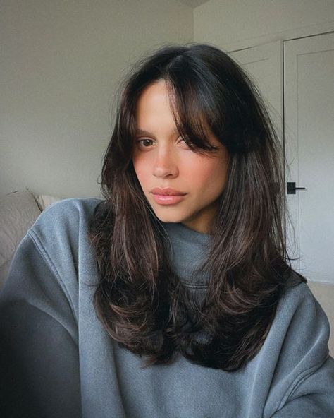 Medium Length Haircut Old Money, Collarbone Length Butterfly Haircut, Rambut Brunette, Brown Hair Inspo, Layered Haircuts For Medium Hair, Medium Layered Haircuts, Bangs With Medium Hair, Hairstyles For Layered Hair, Haircuts For Medium Hair