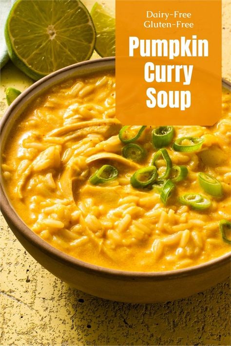 Minute Rice Recipes, Pumpkin Curry Soup, Recipe With Rice, Curry Soup Recipes, Homemade Curry Powder, Chicken Curry Soup, Turkey Curry, Chicken Pumpkin, Dairy Free Pumpkin