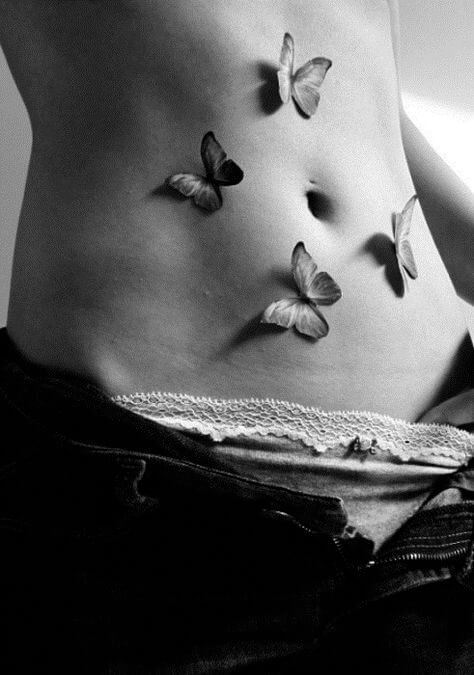 If you are looking for a tattoo that stands out, this butterfly design literally looks like it’s coming off the skin ready to fly away. The black and white inking is detailed yet intricate for a beautiful style that would suit a number of women. Tatoo 3d, 3d Butterfly Tattoo, Tattoo Painting, Butterfly Tattoos For Women, D Tattoo, Geniale Tattoos, Stomach Tattoos, 3d Tattoos, 3d Tattoo