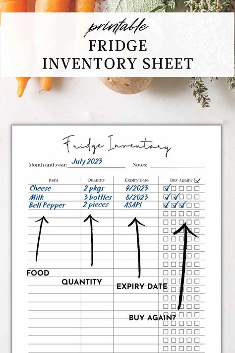 This is a fridge inventory tracker in PDF format that can be printed at home. Sleek and easy to use for home organizing. Printable Inventory Sheets, Food Inventory List, Pantry Inventory Sheet, Freezer Inventory Printable, Fridge Inventory, Food Inventory, Inventory Sheet, Freezer Inventory, Inventory Printable