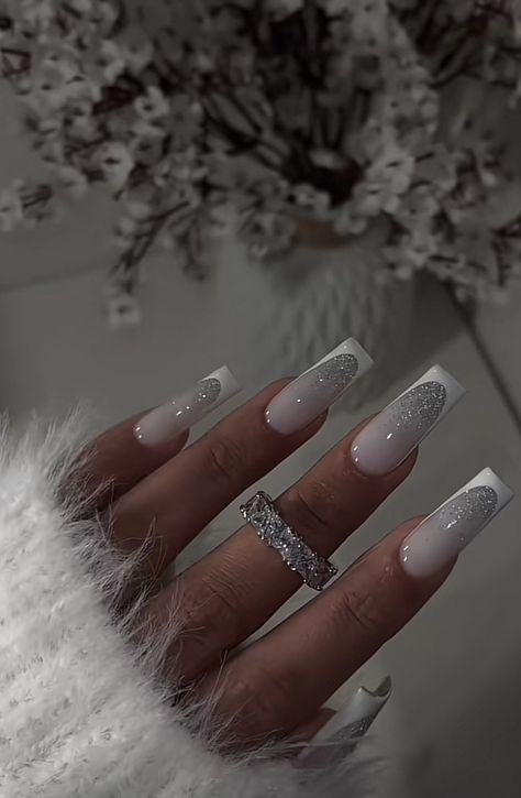 Ombre Nails Glitter, Nailed It, Square Acrylic Nails, Xmas Nails, Fire Nails, Best Acrylic Nails, Square Nails, Long Acrylic Nails, Cute Acrylic Nails