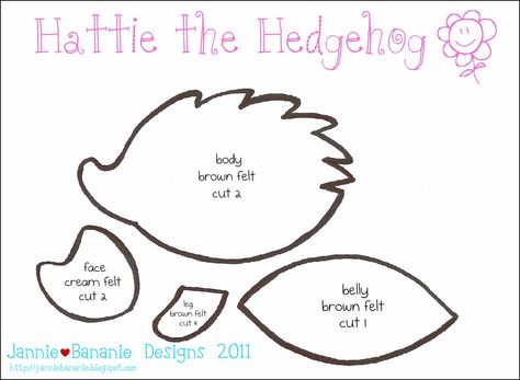 Jannie Bananie Designs (Etc...): Hattie the Hedgehog ~My Original Pattern Hedgehog Ornament Diy, Felt Hedgehog Ornament, Felt Hedgehog Pattern, Woodland Shower Ideas, Hedgehog Crafts, Felt Hedgehog, Valentines Card Holder, Felt Sewing Patterns, Suitcase Dollhouse