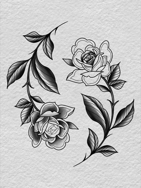 I will create for you a unique floral tattoo design Neo Traditional Tattoos Flower Black, Floral Tattoo Design Men, Unique Floral Tattoo, Dark Flower Tattoo, Ornamental Flower Tattoo, Unique Flower Tattoos, Traditional Tattoo Inspiration, Japanese Flower Tattoo, Traditional Tattoo Flowers