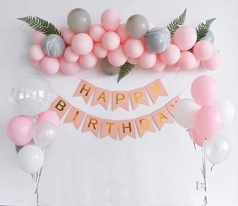 Pink Girl Birthday Party, 21st Birthday Sign, Balloon Arch Diy, Pink Girl Birthday, Deco Ballon, Simple Birthday Decorations, 21st Birthday Decorations, Banner Birthday, Birthday Balloon Decorations