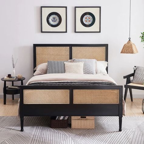 Harbor Bed – Valyou Furniture Queen Size Metal Bed Frame, Full Metal Bed Frame, Rattan Bed Frame, Rattan Bed, Rattan Headboard, Full Size Bed Frame, Queen Size Bed Frames, Twin Bed Frame, Queen Bed Frame