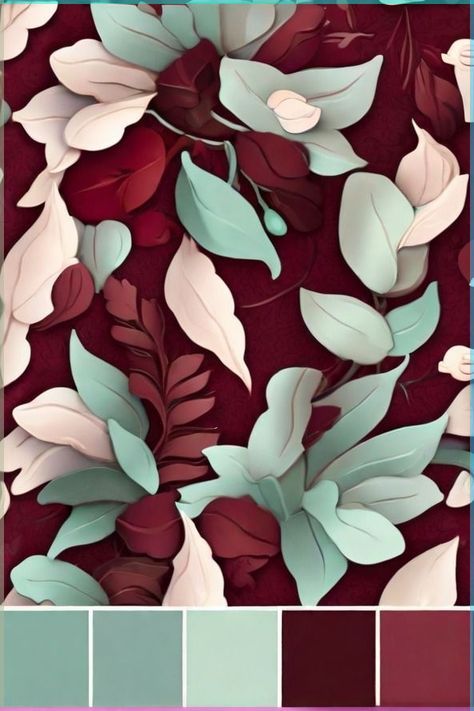 Mint And Burgundy, Celebration Color Palette, Burgundy And Green Color Palette, Mint Colour Combination, Burgundy Complimentary Colors, Burgundy Green Color Palette, Mint Color Combinations, Burgundy Colour Combinations, Maroon Color Combinations