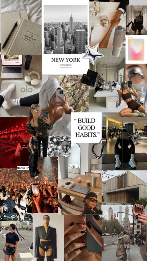 Vision board collage for 2024, aesthetic, it girl, star girl, fit, trendy Vision Board Aesthetic, Board Collage, It Girl Aesthetic, Vision Board Collage, 2024 Aesthetic, Board Aesthetic, 2024 Vision Board, Journal News, Trendy Girl