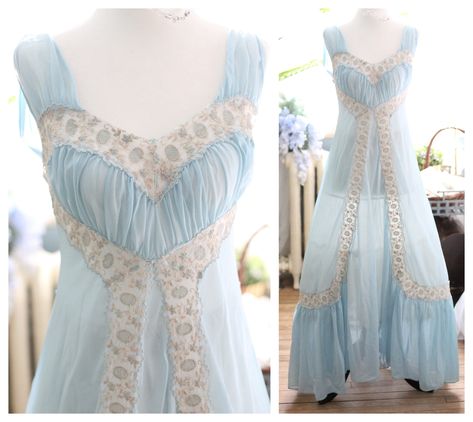 Old Hollywood Gown, Hollywood Gown, Hollywood Gowns, Peignoir Sets, Regency Dress, Dress Slip, Women's Nightgowns, Nightgowns, Vintage Lingerie