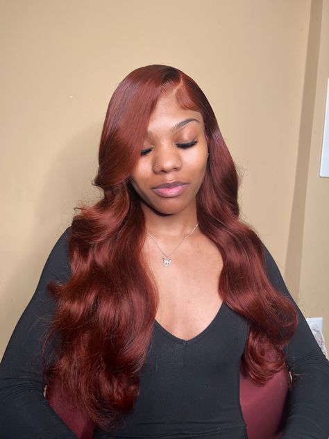 Frontal Wig Hairstyles, Burgundy Hair, Slick Hairstyles, Front Lace Wigs Human Hair, Hair Dye Colors, Hair Inspiration Color, Baddie Hairstyles, Reddish Brown, Hair Color For Black Hair