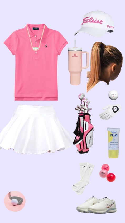 Golf outfit enjoy Mode Tennis, Girl Golf Outfit, Cute Golf Outfit, Golf Preppy, Golf Attire Women, Golf Inspiration, Girls Golf, Golf Attire, Casual Preppy Outfits