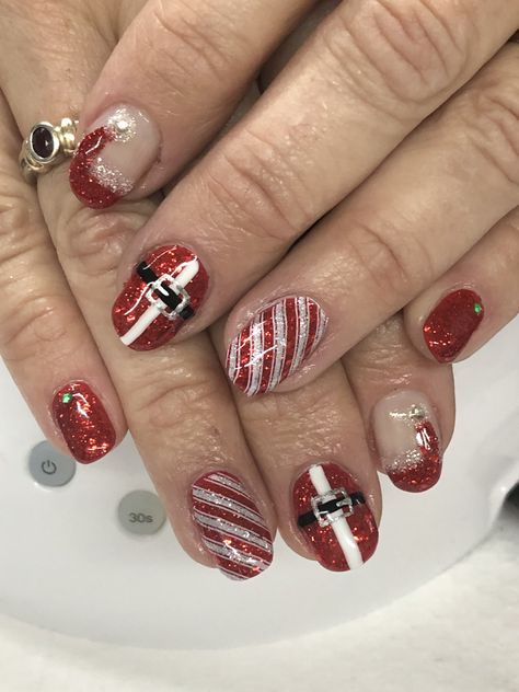 Red Glitter Christmas Santa Hat & Santa Suit Buckle Candy Cane Gel Nails  Light Elegance Red buttercream & Little Red Sled Santa Belt Nails Design, Christmas Nails Santa Hat, Nails Santa Hat, Christmas Nails Santa, Red Buttercream, Santa Hat Nails, Santa Nail Art, Diy Christmas Nail Art, Gel Nail Light