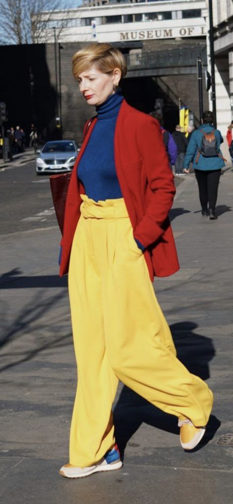 Complimentary Colour Outfit, Red Yellow Blue Aesthetic Outfit, Red Blue And Yellow Outfit, Primary Colours Outfit, Primary Colors Clothes, Red Blue Outfit Aesthetic, Bright Blue Outfit Aesthetic, Primary Colors Fashion, Primary Colour Outfits