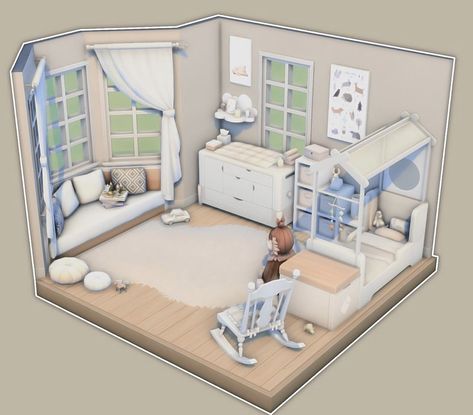 Sims 4 Nursery Ideas Base Game, Sims 4 House Inspiration Interior, Sims 4 Toddler Room No Cc, Sims 4 Toddler Room Ideas, Sims 4 Kids Room No Cc, Sims 4 Kids Room Ideas, Sims 4 Nursery Ideas No Cc, Sims Toddler Room, Cozy Toddler Room