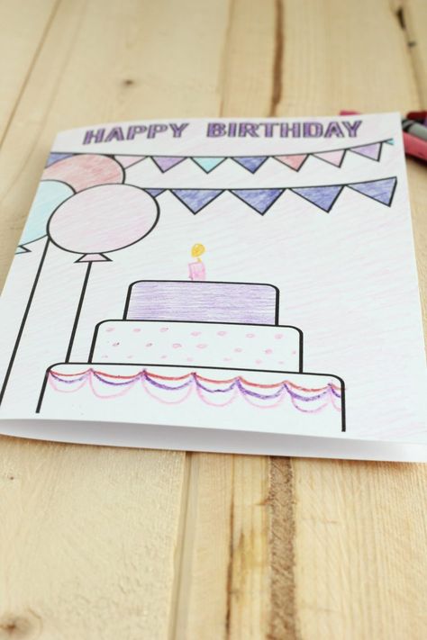 Happy Birthday Drawings, Happy Birthday Card Design, Happy Birthday Cards Printable, Happy Birthday Printable, Birthday Coloring Pages, Birthday Card Drawing, Homemade Birthday, Simple Birthday Cards, Homemade Birthday Cards