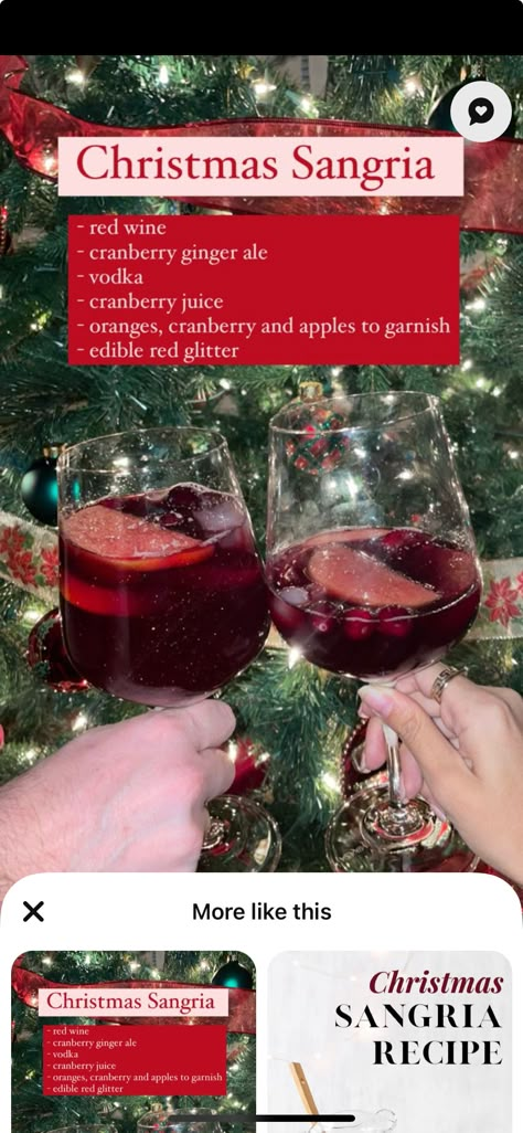 Christmas Wine Night, Red Christmas Sangria, Christmas Sangria Red, Drink Cartoon, Cranberry Ginger Ale, Vodka Cranberry, Red Wine Sangria, Christmas Sangria, Christmas Drinks Recipes