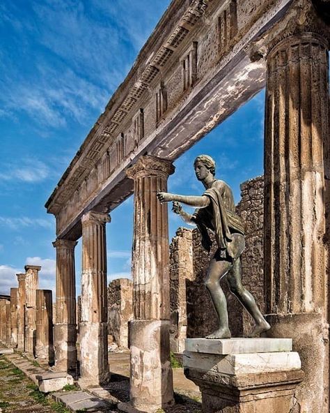 Archaeology & Art on Instagram: “The great temple of Apollo in #Pompeii.  Reblog from romanhistory1 via Twitter.  #archaeologyart #history #ancient #archaeology…” Gladiator Games, Temple Of Apollo, Ancient Pompeii, Travel English, Bronze Statue, Pompeii, Greek Gods, Ancient History, Palermo