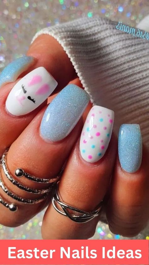 No Chip Nails Designs Spring, Easter Dip Nail Ideas, Easter Nail Ideas Square, Easter Nails Design Spring Short, Easter Nail Designs Short, Easter Nails Diy Easy, Easy Easter Nail Designs For Short Nails, Baby Blue Easter Nails, Easter Spring Nail Designs